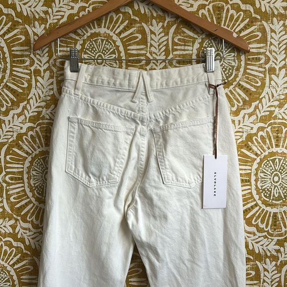 NWT SLVRLAKE London White Destructed High Rise Straight Leg Jeans $285 size 25 - Picture 5 of 16